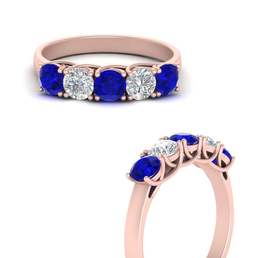 1-ct.-diamond-trellis-5-stone-wedding-band-with-sapphire-in-rose-gold-FD10769RO-1.00CTGSABLANGLE3-NL-RG