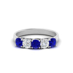 Load image into Gallery viewer, 1-ct.-diamond-trellis-5-stone-wedding-band-with-sapphire-in-white-gold-FD10769RO-1.00CTGSABLANGLE3-NL-WG
