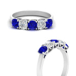 Load image into Gallery viewer, 1-ct.-diamond-trellis-5-stone-wedding-band-with-sapphire-in-white-gold-FD10769RO-1.00CTGSABLANGLE3-NL-WG

