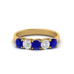 Load image into Gallery viewer, 1-ct.-diamond-trellis-5-stone-wedding-band-with-sapphire-in-yellow-gold-FD10769RO-1.00CTGSABLANGLE3-NL-YG
