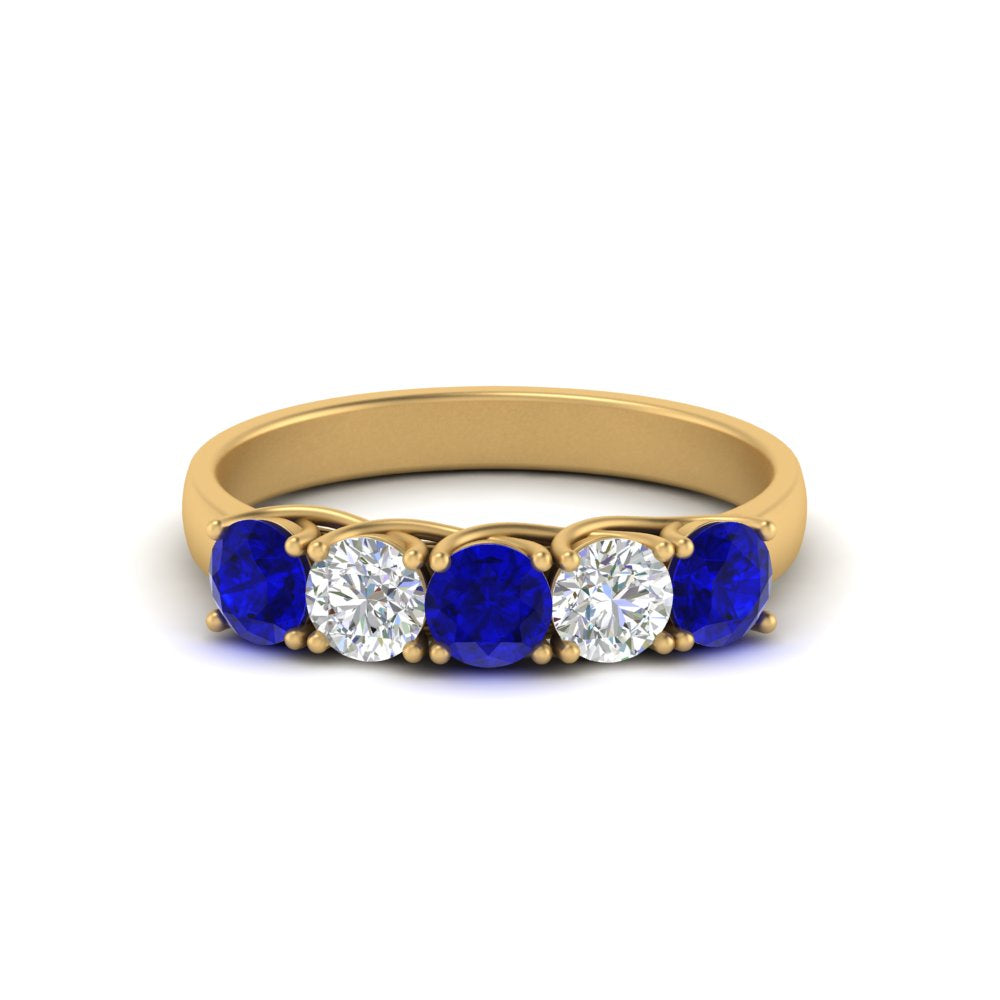 1-ct.-diamond-trellis-5-stone-wedding-band-with-sapphire-in-yellow-gold-FD10769RO-1.00CTGSABLANGLE3-NL-YG
