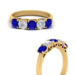 Load image into Gallery viewer, 1-ct.-diamond-trellis-5-stone-wedding-band-with-sapphire-in-yellow-gold-FD10769RO-1.00CTGSABLANGLE3-NL-YG
