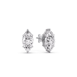 6 Prong Marquise Diamonds Solitaire Stud Earring in Basket Setting
