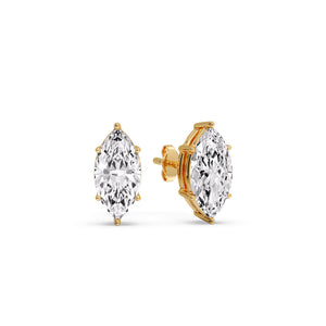6 Prong Marquise Diamonds Solitaire Stud Earring in Basket Setting
