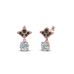 Load image into Gallery viewer, 1-ct.-round-art-deco-design-earring-black-diamond-in-14K-rose-gold-FDEAR8425-0.50CTGBLACK-NL-RG
