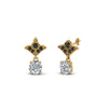 Load image into Gallery viewer, 1-ct.-round-art-deco-design-earring-black-diamond-in-14K-yellow-gold-FDEAR8425-0.50CTGBLACK-NL-YG