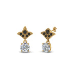 Load image into Gallery viewer, 1-ct.-round-art-deco-design-earring-black-diamond-in-14K-yellow-gold-FDEAR8425-0.50CTGBLACK-NL-YG
