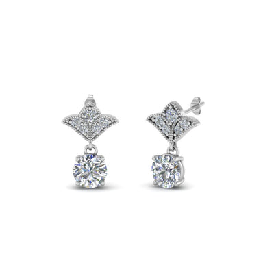 1 Ct Round Art Deco Design Earring