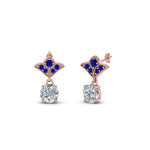 Load image into Gallery viewer, 1-ct.-round-art-deco-design-earring-with-blue-sapphire-in-14K-rose-gold-FDEAR8425-0.50CTGSABL-NL-RG
