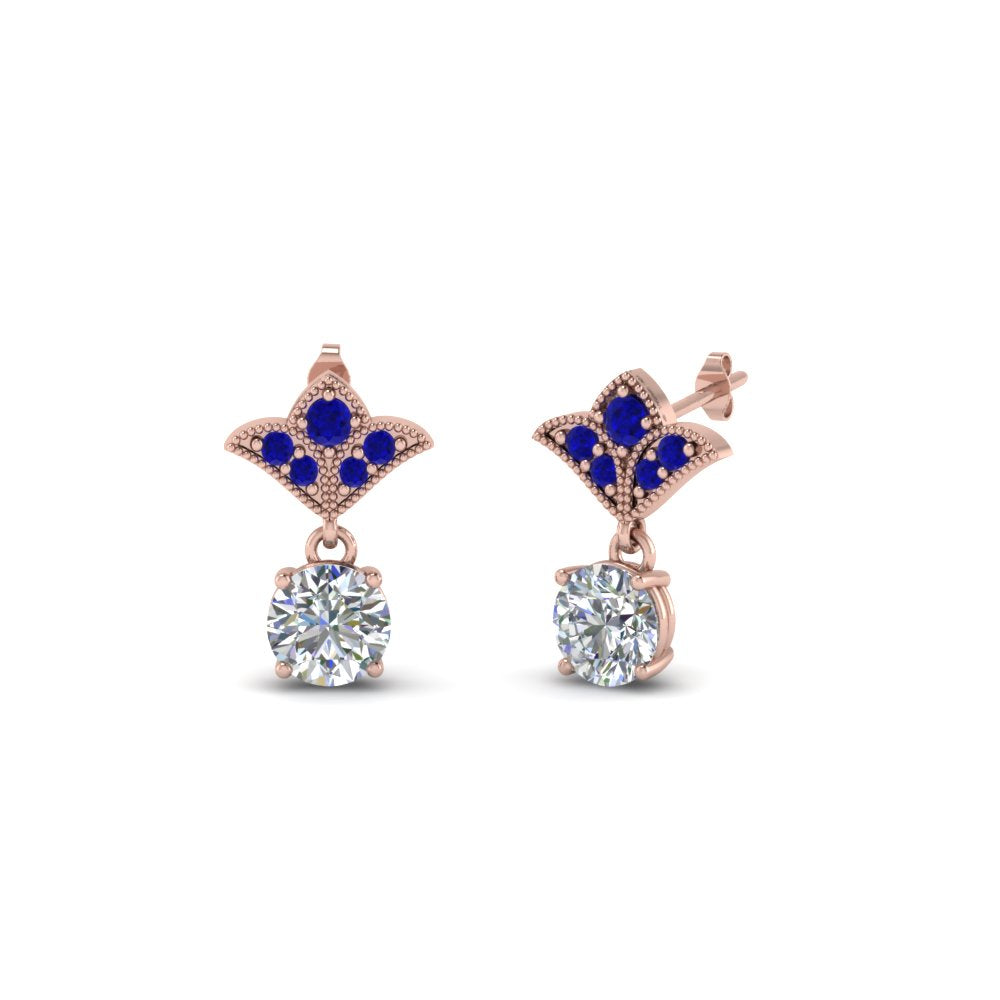1-ct.-round-art-deco-design-earring-with-blue-sapphire-in-14K-rose-gold-FDEAR8425-0.50CTGSABL-NL-RG