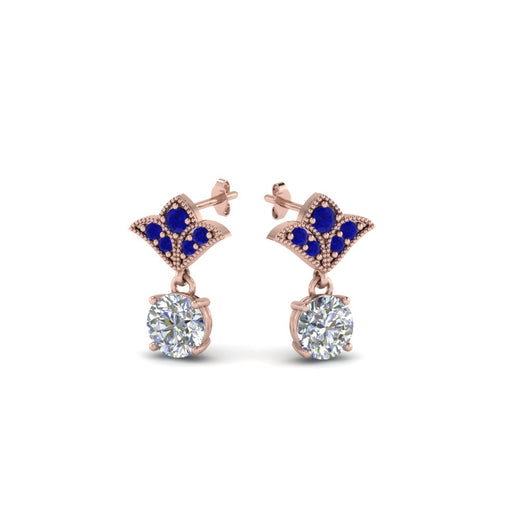 1-ct.-round-art-deco-design-earring-with-blue-sapphire-in-14K-rose-gold-FDEAR8425-0.50CTGSABL-NL-RG