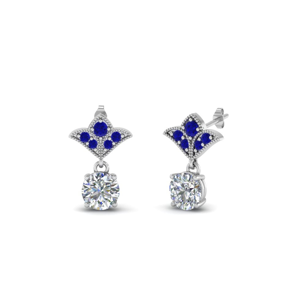 1-ct.-round-art-deco-design-earring-with-blue-sapphire-in-14K-white-gold-FDEAR8425-0.50CTGSABL-NL-WG