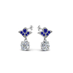 Load image into Gallery viewer, 1-ct.-round-art-deco-design-earring-with-blue-sapphire-in-14K-white-gold-FDEAR8425-0.50CTGSABL-NL-WG
