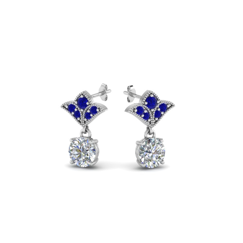 1-ct.-round-art-deco-design-earring-with-blue-sapphire-in-14K-white-gold-FDEAR8425-0.50CTGSABL-NL-WG