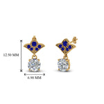 Load image into Gallery viewer, 1-ct.-round-art-deco-design-earring-with-blue-sapphire-in-14K-yellow-gold-FDEAR8425-0.50CTGSABL-NL-YG
