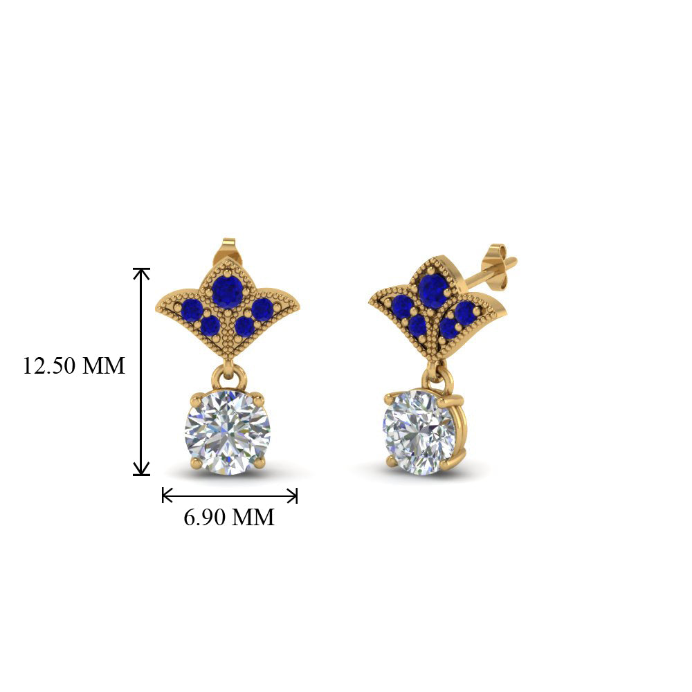 1-ct.-round-art-deco-design-earring-with-blue-sapphire-in-14K-yellow-gold-FDEAR8425-0.50CTGSABL-NL-YG