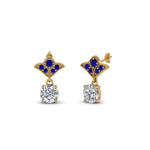 Load image into Gallery viewer, 1-ct.-round-art-deco-design-earring-with-blue-sapphire-in-14K-yellow-gold-FDEAR8425-0.50CTGSABL-NL-YG
