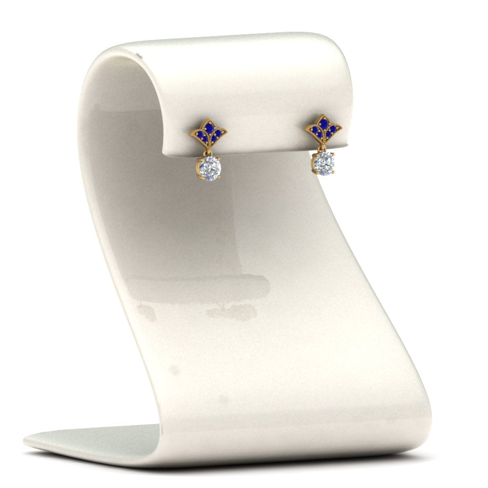 1-ct.-round-art-deco-design-earring-with-blue-sapphire-in-14K-yellow-gold-FDEAR8425-0.50CTGSABL-NL-YG