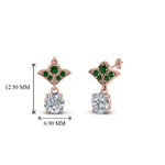 Load image into Gallery viewer, 1-ct.-round-art-deco-design-earring-with-emerald-in-14K-rose-gold-FDEAR8425-0.50CTGEMGR-NL-RG
