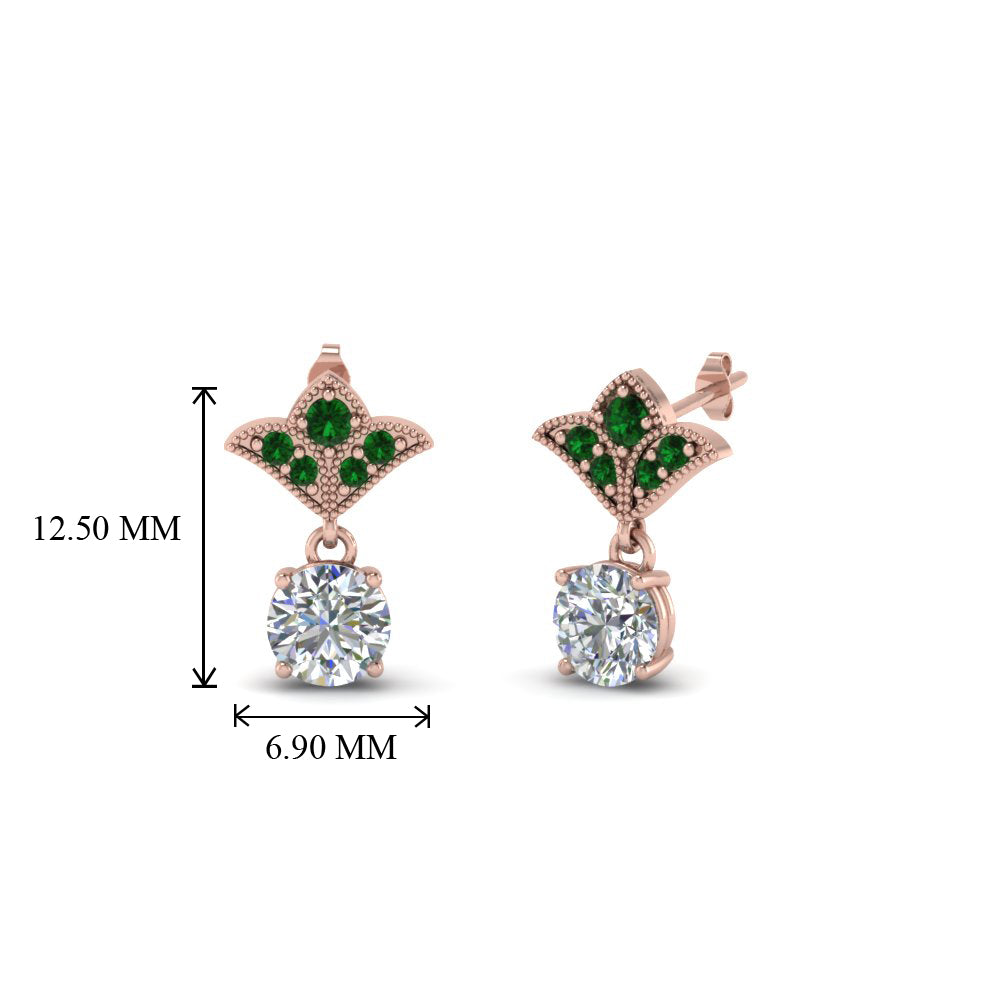 1-ct.-round-art-deco-design-earring-with-emerald-in-14K-rose-gold-FDEAR8425-0.50CTGEMGR-NL-RG