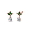 Load image into Gallery viewer, 1-ct.-round-art-deco-design-earring-with-emerald-in-14K-rose-gold-FDEAR8425-0.50CTGEMGR-NL-RG