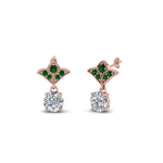 Load image into Gallery viewer, 1-ct.-round-art-deco-design-earring-with-emerald-in-14K-rose-gold-FDEAR8425-0.50CTGEMGR-NL-RG
