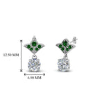 Load image into Gallery viewer, 1-ct.-round-art-deco-design-earring-with-emerald-in-14K-white-gold-FDEAR8425-0.50CTGEMGR-NL-WG
