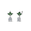 Load image into Gallery viewer, 1-ct.-round-art-deco-design-earring-with-emerald-in-14K-white-gold-FDEAR8425-0.50CTGEMGR-NL-WG