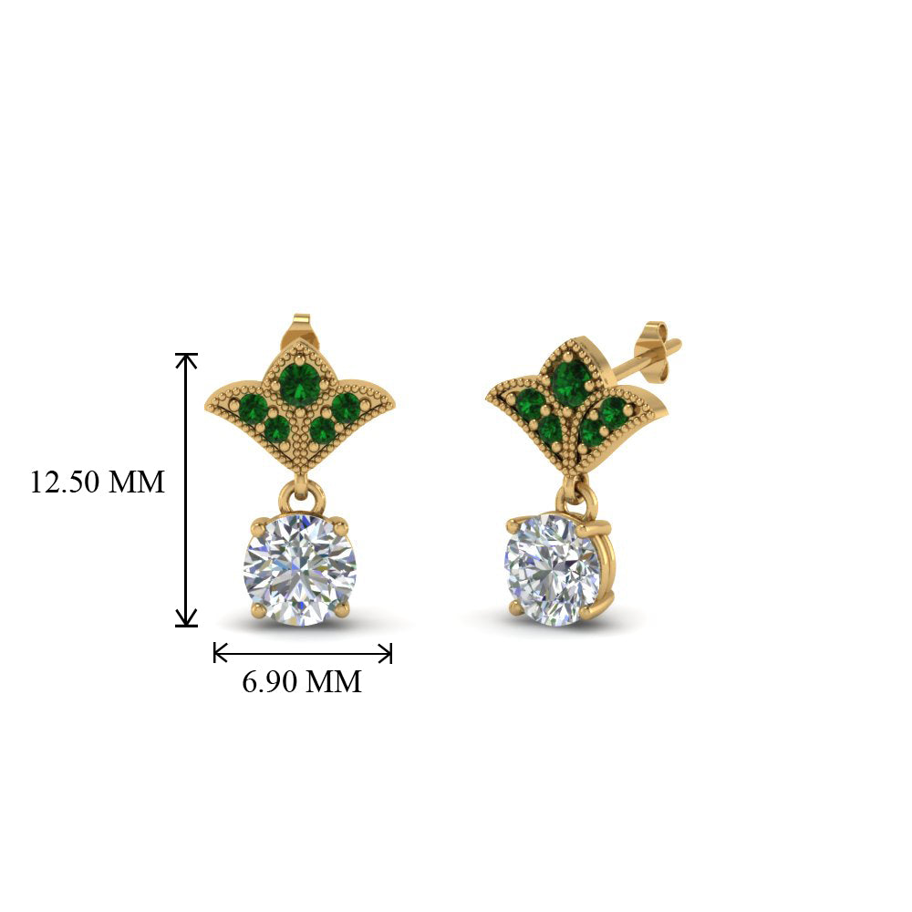 1-ct.-round-art-deco-design-earring-with-emerald-in-14K-yellow-gold-FDEAR8425-0.50CTGEMGR-NL-YG