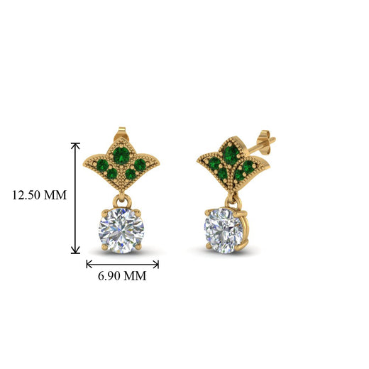 1-ct.-round-art-deco-design-earring-with-emerald-in-14K-yellow-gold-FDEAR8425-0.50CTGEMGR-NL-YG