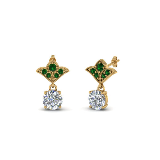 1-ct.-round-art-deco-design-earring-with-emerald-in-14K-yellow-gold-FDEAR8425-0.50CTGEMGR-NL-YG