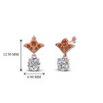 Load image into Gallery viewer, 1-ct.-round-art-deco-design-earring-with-orange-sapphire-in-14K-rose-gold-FDEAR8425-0.50CTGSAOR-NL-RG
