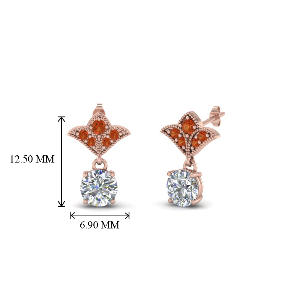 1-ct.-round-art-deco-design-earring-with-orange-sapphire-in-14K-rose-gold-FDEAR8425-0.50CTGSAOR-NL-RG