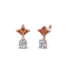 Load image into Gallery viewer, 1-ct.-round-art-deco-design-earring-with-orange-sapphire-in-14K-rose-gold-FDEAR8425-0.50CTGSAOR-NL-RG