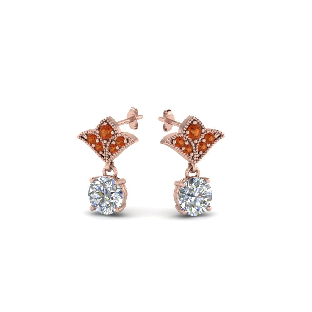 1-ct.-round-art-deco-design-earring-with-orange-sapphire-in-14K-rose-gold-FDEAR8425-0.50CTGSAOR-NL-RG