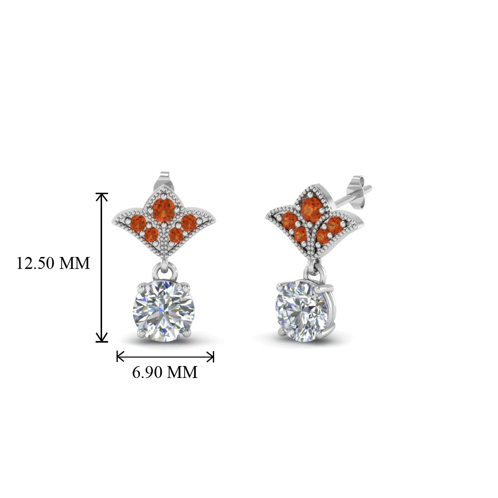 1-ct.-round-art-deco-design-earring-with-orange-sapphire-in-14K-white-gold-FDEAR8425-0.50CTGSAOR-NL-WG