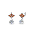 Load image into Gallery viewer, 1-ct.-round-art-deco-design-earring-with-orange-sapphire-in-14K-white-gold-FDEAR8425-0.50CTGSAOR-NL-WG
