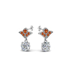 Load image into Gallery viewer, 1-ct.-round-art-deco-design-earring-with-orange-sapphire-in-14K-white-gold-FDEAR8425-0.50CTGSAOR-NL-WG
