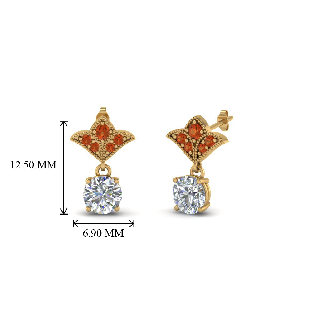 1-ct.-round-art-deco-design-earring-with-orange-sapphire-in-14K-yellow-gold-FDEAR8425-0.50CTGSAOR-NL-YG