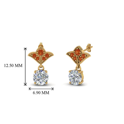 1-ct.-round-art-deco-design-earring-with-orange-sapphire-in-14K-yellow-gold-FDEAR8425-0.50CTGSAOR-NL-YG