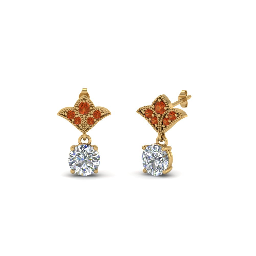 1-ct.-round-art-deco-design-earring-with-orange-sapphire-in-14K-yellow-gold-FDEAR8425-0.50CTGSAOR-NL-YG