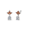 Load image into Gallery viewer, 1-ct.-round-art-deco-design-earring-with-orange-sapphire-in-950-Platinum-FDEAR8425-0.50CTGSAOR-NL-WG