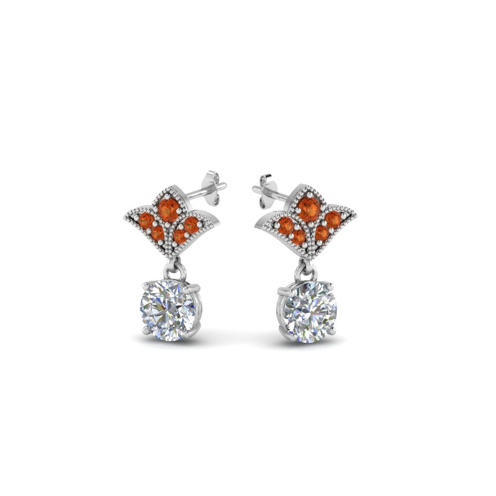 1-ct.-round-art-deco-design-earring-with-orange-sapphire-in-950-Platinum-FDEAR8425-0.50CTGSAOR-NL-WG
