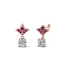 Load image into Gallery viewer, 1-ct.-round-art-deco-design-earring-with-pink-sapphire-in-14K-rose-gold-FDEAR8425-0.50CTGSADRPI-NL-RG