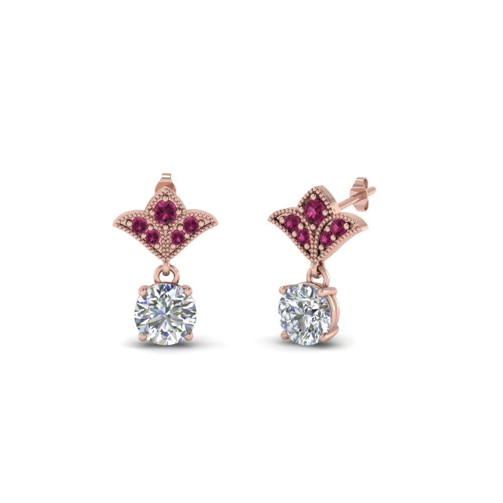1-ct.-round-art-deco-design-earring-with-pink-sapphire-in-14K-rose-gold-FDEAR8425-0.50CTGSADRPI-NL-RG