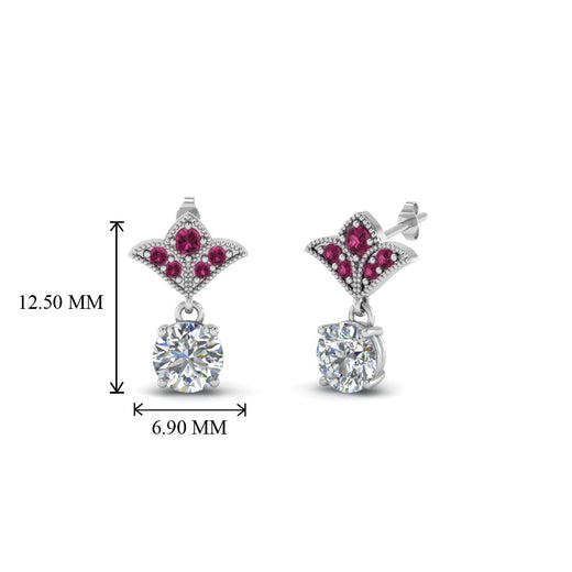 1-ct.-round-art-deco-design-earring-with-pink-sapphire-in-14K-white-gold-FDEAR8425-0.50CTGSADRPI-NL-WG