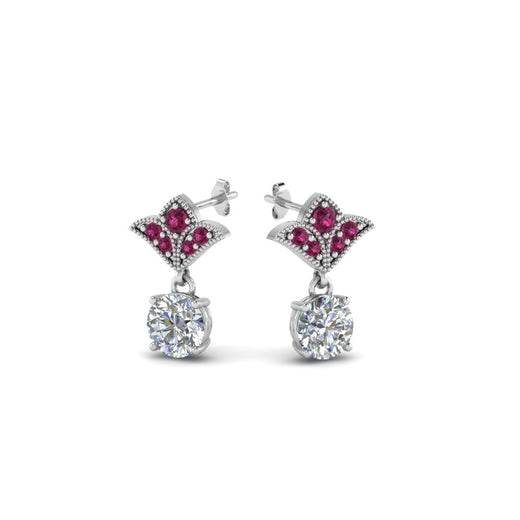1-ct.-round-art-deco-design-earring-with-pink-sapphire-in-14K-white-gold-FDEAR8425-0.50CTGSADRPI-NL-WG