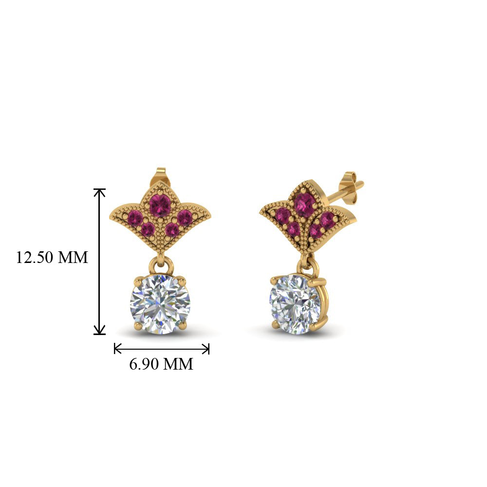 1-ct.-round-art-deco-design-earring-with-pink-sapphire-in-14K-yellow-gold-FDEAR8425-0.50CTGSADRPI-NL-YG