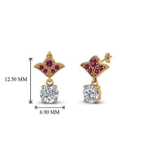 1-ct.-round-art-deco-design-earring-with-pink-sapphire-in-14K-yellow-gold-FDEAR8425-0.50CTGSADRPI-NL-YG