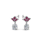 Load image into Gallery viewer, 1-ct.-round-art-deco-design-earring-with-pink-sapphire-in-950-Platinum-FDEAR8425-0.50CTGSADRPI-NL-WG
